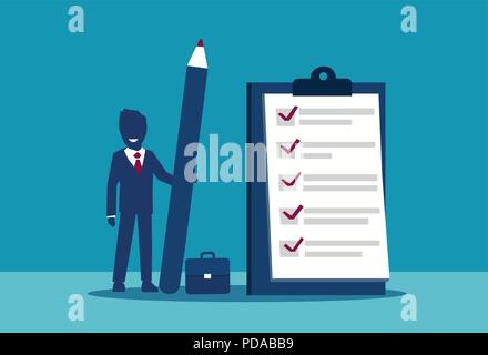 Vector of a businessman with a checklist on the clipboard Stock Vector