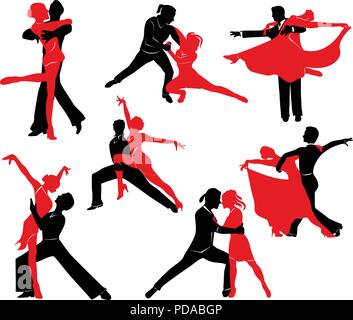 Silhouettes Of The Pairs Dancing Ballroom Dances Stock Vector Image & Art - Alamy