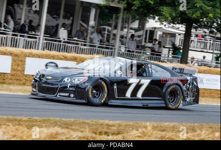 2017 Elvis Presley Chevrolet SS NASCAR winner with driver Ed Berrier at the 2018 Goodwood Festival of Speed, Sussex, UK. Stock Photo