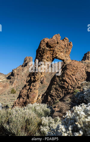 Queens slipper, la zapata de la reina, shoe shaped rock formation in the national park of Las Canadas del Teide, UNESCO, world heritage site, Tenerife Stock Photo