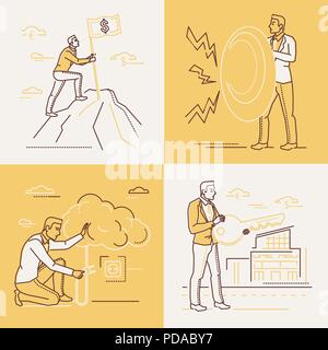 Business strategy - set of line design style illustrations Stock Vector