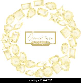 sparkling white gemstones different shaped round frame Stock Vector