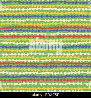 Seamless vector abstract pattern. Thin thread with small beads. Repeating texture with circles Stock Vector