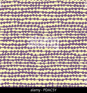 Seamless vector abstract pattern. Thin thread with small lilac beads. Repeating texture with circles Stock Vector