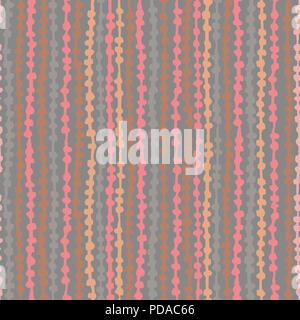Seamless vector abstract pattern. Thin thread with small pink beads. Repeating texture with circles Stock Vector