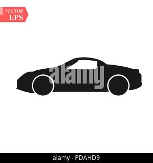 simple floating sports car icon viewed from the side colored in flat black with detailed rims eps10 Stock Vector