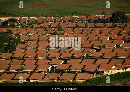 Middle-class condominium of houses at Ribeirao Preto city, Sao Paulo State, Brazil. Development of agribusiness in this region attracts skilled workers from other regions. Stock Photo