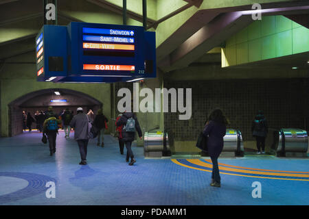 Commuters moving through Jean-Talon subway station, Montreal, province of Quebec, Canada. Stock Photo