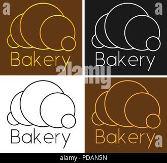 silhouette of croissant or buns fresh pastries minimalist logo Stock Vector