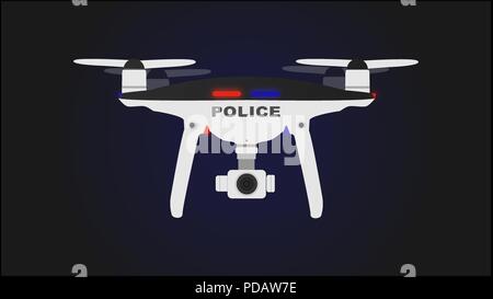 Black and white drone police with background. Stock Vector