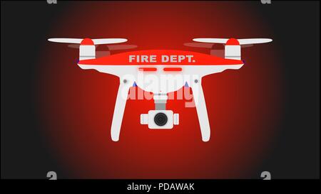 Fire dept. photo and video drone icon. Vector illustration. Stock Vector
