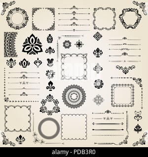 Vintage Set of Horizontal, Square and Round Elements Stock Photo - Alamy
