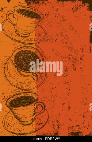 Coffee cups Coffee cups over an abstract background. Stock Vector