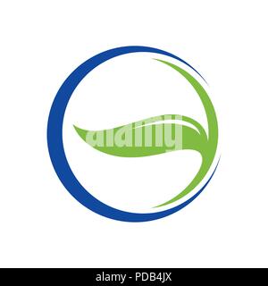 Leaf Herbal Blue Circle Crescent Vector Symbol Graphic Logo Design Template Stock Vector