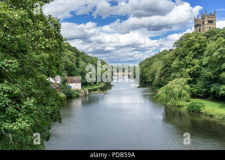 Looking down the River Wear to Durham Cathedral Stock Photo