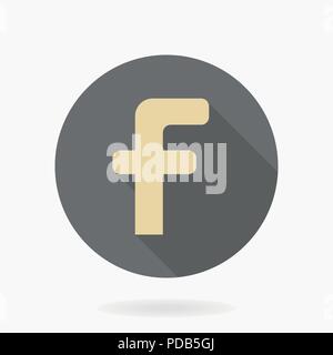 Fine Vector Flat Icon With Letter F Stock Vector