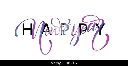 2019 New Year of a colorful brushstroke oil or acrylic paint design element. Vector illustration Stock Vector
