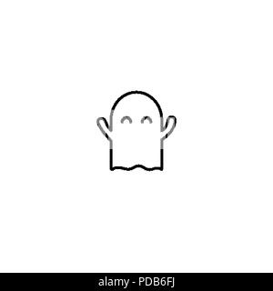 Linear cute ghost icon isolated on white background Stock Vector
