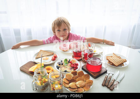 set with different sweet products on white background. carbohydrate Breakfast Stock Photo