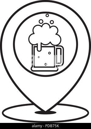 Beer point icon. Pub location. Isolated vector illustration on white background. Stock Vector
