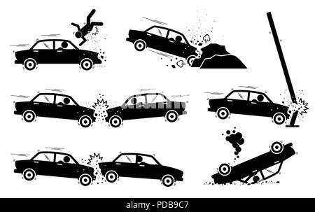 Car Accident and Crash. Stock Vector