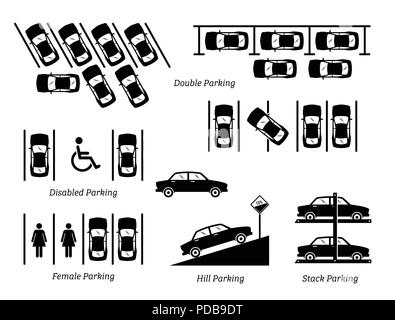 Illegal Car Parking and other Special slots. Stock Vector