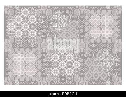 Arabic style carpet ornament vector pattern print. Taupe colors geometric seamless backdrop. Stock Vector
