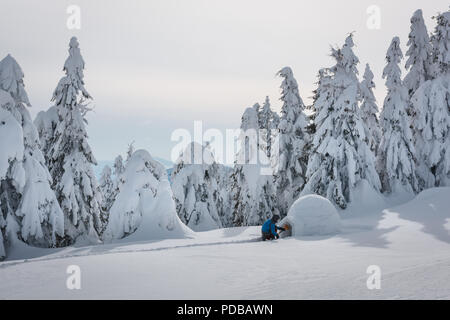 Igloo building in the high mountain Stock Photo