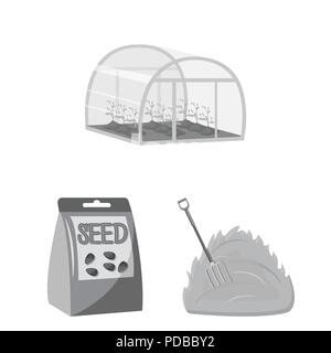 Farm and agriculture monochrome icons in set collection for design. Garden and plants isometric vector symbol stock  illustration. Stock Vector