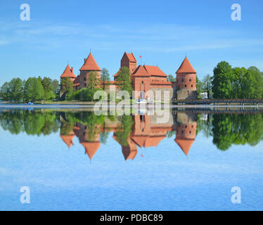 Trakai Castle reflection in the lake Stock Photo