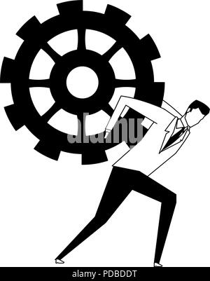 Businessmens holding gear in black and white Stock Vector Image & Art ...