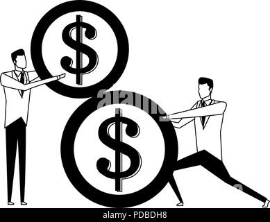 Businessmens holding a coin in black and white Stock Vector Image & Art ...
