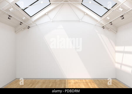 Empty loft gallery or office loft interior with blank white wall Stock Photo