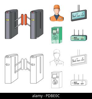 Mechanism,electric ,transport, and other  icon in cartoon,outline style. Pass, public, transportation icons in set collection Stock Vector