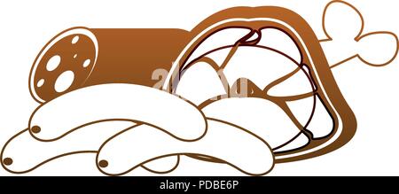 Set of meats orange lines Stock Vector