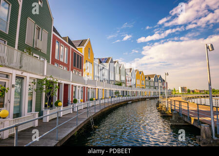 Skyline of Houten with famous Rainbow Houses in Netherlands Stock Photo