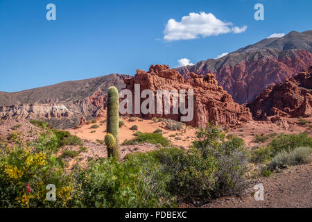 Quebrada de la Senorita desertic valley in Uquia Village at Quebrada de Humahuaca - Uquia, Jujuy, Argentina Stock Photo