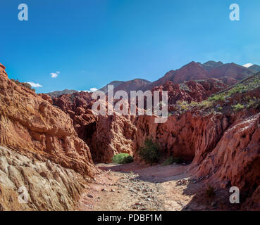 Quebrada de la Senorita desertic valley in Uquia Village at Quebrada de Humahuaca - Uquia, Jujuy, Argentina Stock Photo