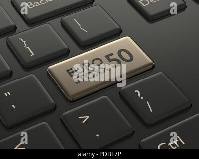 3d render closeup of computer keyboard with EURO STOXX 50 index button. Stock market indexes concept. Stock Photo