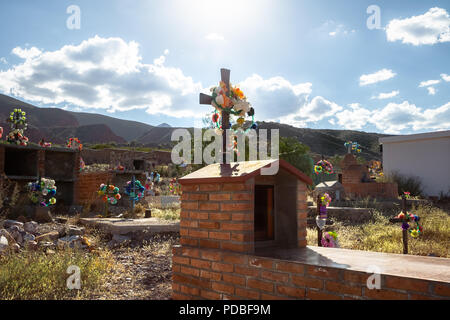 Colorful Cemetery in Uquia Village at Quebrada de Humahuaca - Uquia, Jujuy, Argentina Stock Photo