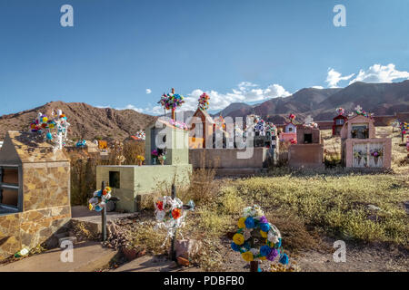 Colorful Cemetery in Uquia Village at Quebrada de Humahuaca - Uquia, Jujuy, Argentina Stock Photo