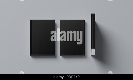 Blank book cover mock up flying over black background. Front, spine and  back cover views. 3d illustration Stock Photo - Alamy