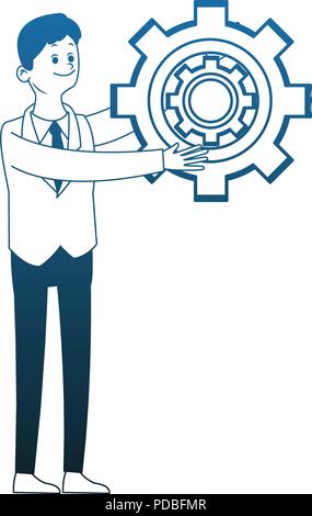 Gear working symbol blue lines Stock Vector Image & Art - Alamy