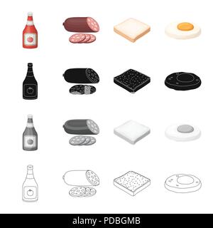 Sandwich, burger, butty and other  icon in cartoon style.Bottle, ketchup, seasoning, icons in set collection. Stock Vector