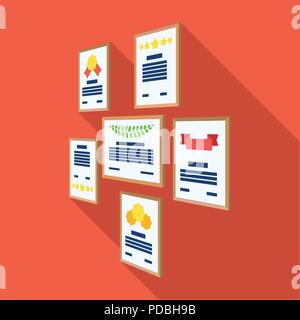 Certificate, diploma and license in a frame on the office wall. Office and interior single icon in flat style Isometric vector symbol stock illustrati Stock Vector