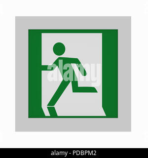 current escape signs according to ASR A1.3: emergency exit left. Front view, 3d rendering Stock Photo