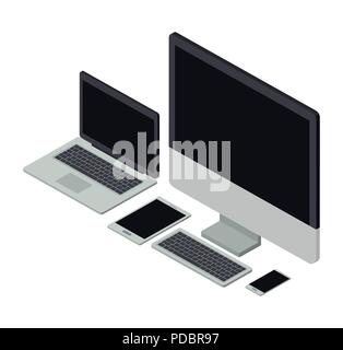 electornics elements isometrics icons Stock Vector