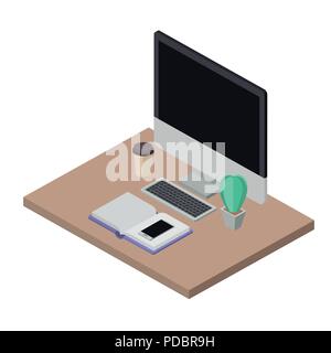 workplace elements isometrics icons Stock Vector