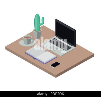 workplace elements isometrics icons Stock Vector