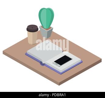 workplace elements isometrics icons Stock Vector